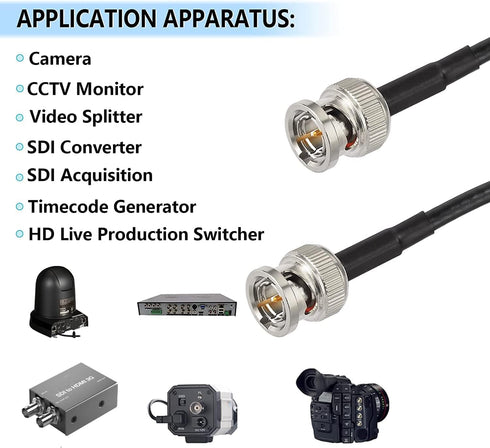 3G/6G 1ft 1855A) HD-SDI/3G-SDI/4K/8K (2pcs) Superbat HD SDI BNC Cable Thin Short (Belden - Supports Camera Recorder