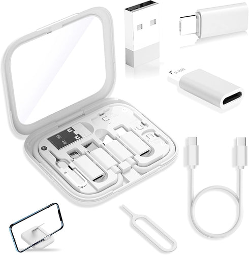 USB-C to USB Adapter, USB C to Lighting Cable Box with Makeup Mirror/USB C Cable/Micro USB to USB C/USB A to USB C