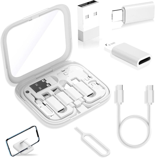 USB-C to USB Adapter, USB C to Lighting Cable Box with Makeup Mirror/USB C Cable/Micro USB to USB C/USB A to USB C
