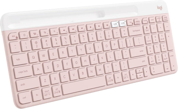 Logitech K585 Multi-Device Slim Wireless Keyboard with Built-in Cradle for Laptop, Tablet, Smartphone, Rose