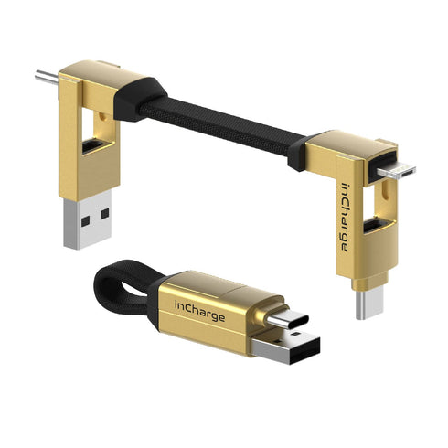 Rolling Square inCharge 6 - Keychain USB C Charger Cable, 6 in 1 Universal Cable Charger