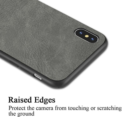 SALAWAT Slim Shock Proof Phone Case for iPhone Xs, Lightweight Premium PU Leather TPU Bumper Protection (Gray)