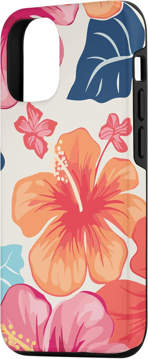 iPhone 15 Pro Hibiscus Flower, Summer Floral Hawaiian Pattern, Flowers Case