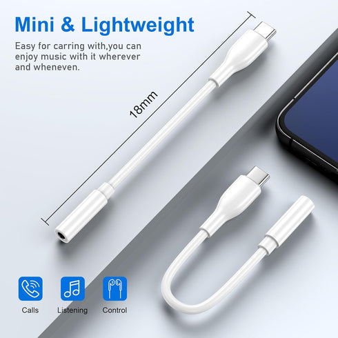 Pixel 9 USB Type C to 3.5mm Headphone Adapter for Google Pixel 9 Pro, iPhone 16/15, Samsung USB C to Aux Audio Jack