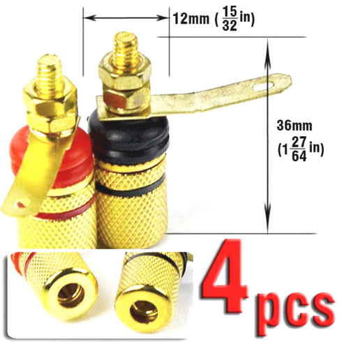 CESS Amplifier Terminal Connector Binding Post Banana Plug Jack Socket, 4 Pack