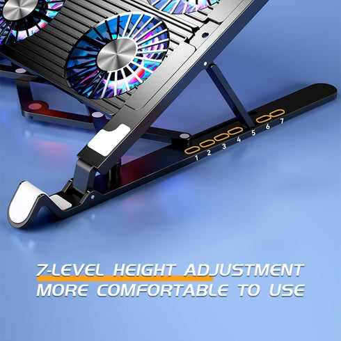 Laptop Cooling Pad for 11-17.3 Inch Gaming Laptops - Foldable Stand with 4 Quiet Fans, Portable Cooler with 7