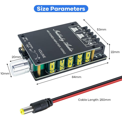 200W Bluetooth 5.0 Amplifier Board TPA3116D2, 100W+100W Stereo Dual Channel Amp Board for Home Speakers