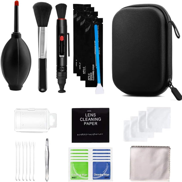 Professional Camera Cleaning Kit with Air Blower, Cleaning Swabs, Pen, and Cloth for Most Cameras, Mobile Phones,