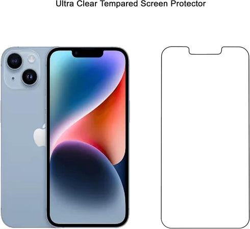 iPhone 14 Screen Protector Tempered Glass (3 Pack) with Easy Installation Frame.