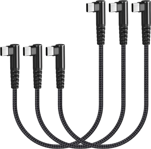 100W USB C to USB C Cable 1ft 3 Pack - 90 Degree Right Angle, Nylon Braided, Fast Charging for MacBook Pro, iPad Pro,
