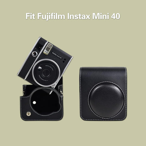 Rieibi Protective Case for Fujifilm Instax Mini 40, PU Leather Bag Cover with Strap for Instant Camera