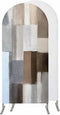 Jnbasdffb Grey Brown Color Blocks Wedding Arch Cover, Stretchy Spandex Arch Backdrop Stand