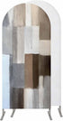 Jnbasdffb Grey Brown Color Blocks Wedding Arch Cover, Stretchy Spandex Arch Backdrop Stand