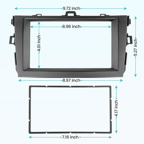 2009-2013 NuIth Double DIN Radio Installation Dash Kit W/Radio Wire Harness for Toyota Corolla, Aftermarket Radio Dash