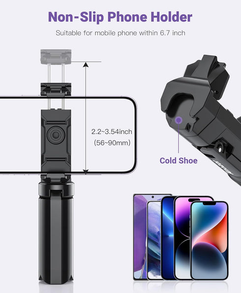 Mini Tripod, Anozer Small Tripod with Universal Phone Holder & Cold Shoe, Lightweight Phone Tripod Stand Compatible