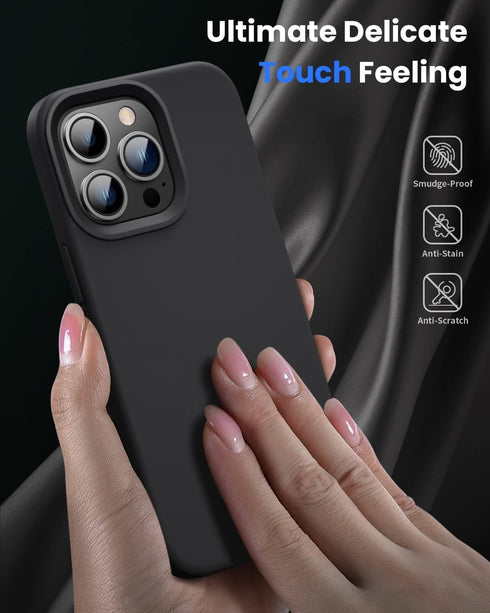 OuXul 13 6.1 inch(Black) Designed for iPhone Pro Case,Shockproof Liquid Silicone Protective Phone Case with Soft