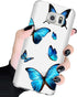 Clear Case Compatible with Galaxy S7 - Cute Soft TPU Shockproof Protective Phone Case Cover, Blue Butterfly