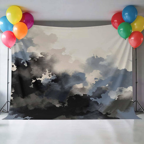 Hokiten 12x8 Backdrop for Photography, Black Blue Beige Brushed Microfiber Fabric Backdrop Curtain for Photo, Modern