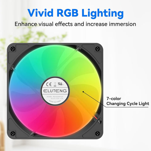 ELUTENG 7 3 1100/1300/1500 USB Computer Cooling Fan with Color RGB Lighting, Speed Controller RPM Small Exhaust Fan