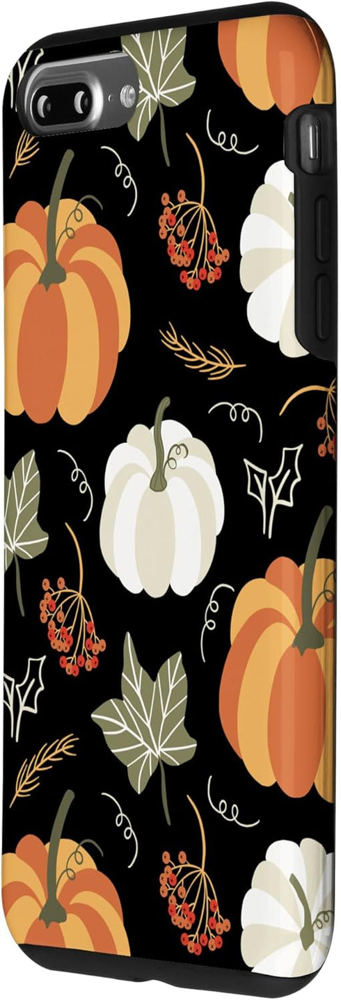 iPhone 7 Plus/8 Plus Case with Autumn Falling Leaves and Pumpkin Spice Harvest Happy Fall Design