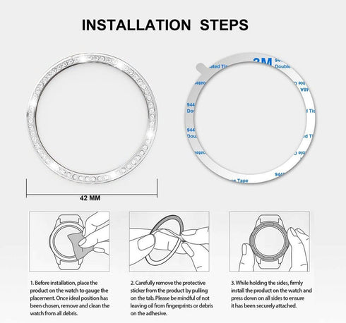 Bands Compatible with Samsung Gear Sport/Galaxy Watch 42mm/Galaxy 4 Classic (42mm), Luxury Rhinestone Diamond Steel