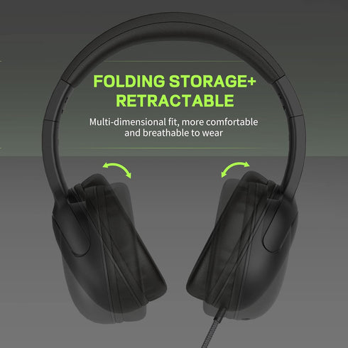 LORELEI E5 Wired Headphones for Kids - Foldable, Tangle-Free Nylon Wire, 3.5mm Jack, Stereo On-Ear (Space Black)