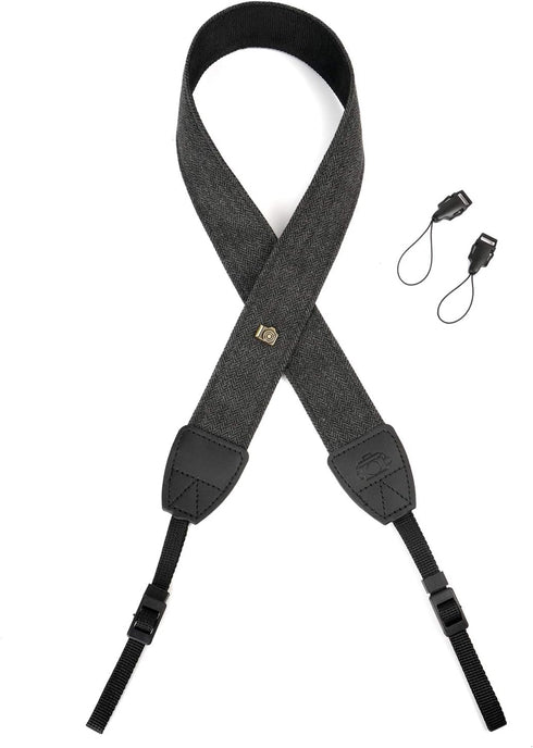 WANBY Black Canvas Camera Strap, Neck Shoulder Strap with Quick Release Buckles for DSLR SLR