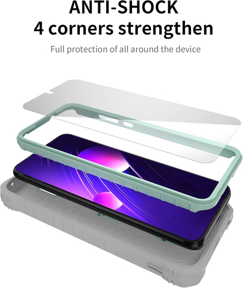 DUOPAL Military Grade Protection Case for Motorola Moto G Play 2021, Shockproof with Tempered Glass Protector,