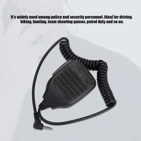 Handheld Speaker Mic, 3.5mm Walkie Talkie Shoulder Microphone with PU Wire for Yaesu, Two-Way Radio