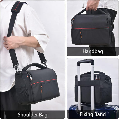 FOSOTO DSLR Camera Shoulder Bag Case Compatible for Canon EOS Rebel T7 T6 T8i SL3 T100 2000D 4000D 60D 80D 750D 90D 5D