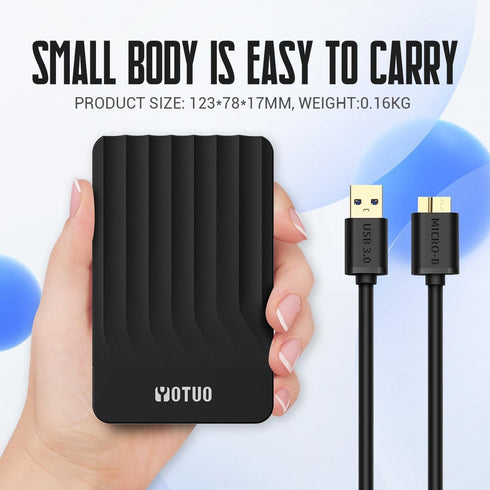 Portable External Hard Drive Storage, Mobile HDD USB 3.0 for PC, Mac, Desktop, Laptop, PS4, PS5, Xbox (Black, 320GB)