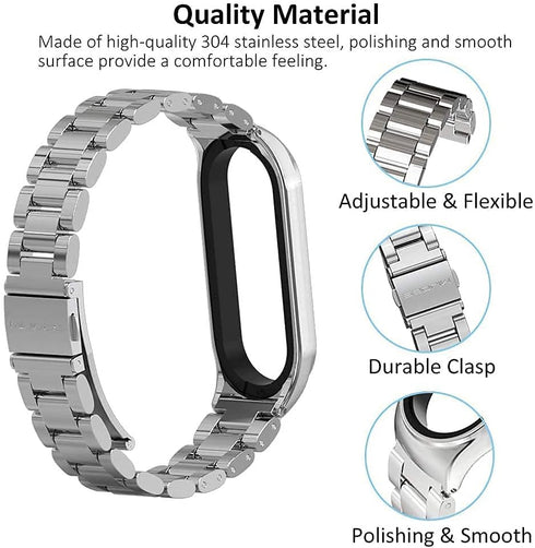 MIJOBS Strap for Xiaomi Mi Band 6 Mi Band 5, Metal Strap Compatible with Mi Band 4 Mi Band 3