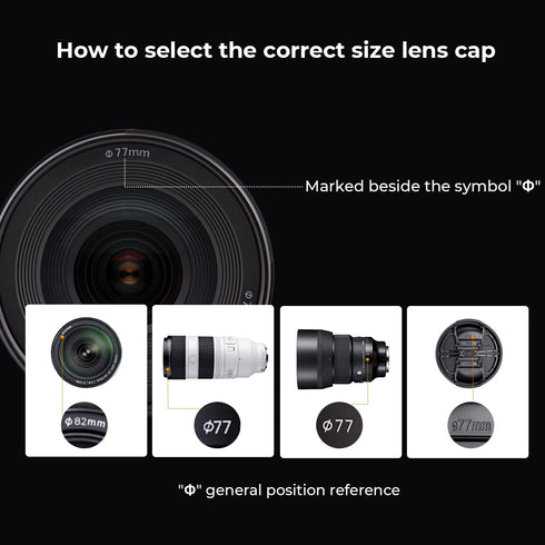 K&F Concept 40.5mm Lens Cap Cover, 4-in-1 Center Pinch Lens Cover + Anti-Loss Keeper Leash + Microfiber Cleaning Cloth Kits Compatible with Nikon, Canon, Sony, Fujifilm Camera Lenses