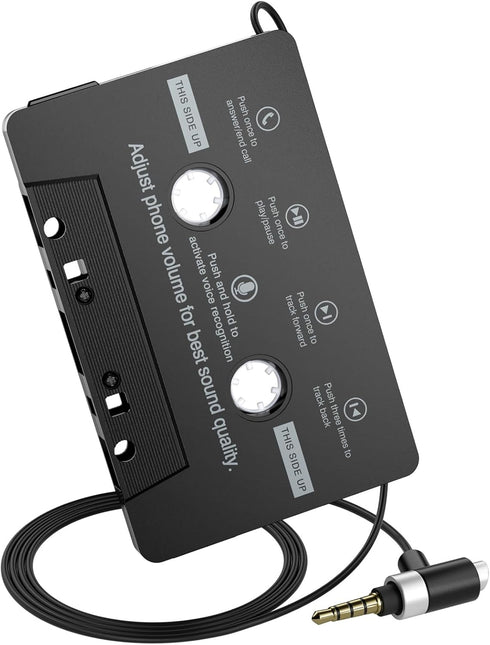 Mersoco Car Cassette Audio Adapter with Hands-Free Calling Microphone, Universal Cassette Tape Aux
