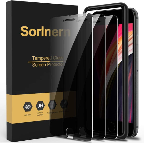 3-Pack Privacy Screen Protector for iPhone SE 2020, Anti Spy Tempered Glass Film, Touch Sensitive, Case Friendly
