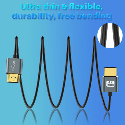 Twozoh 25FT, 2.0 3D/4K@60Hz, 2160P, 1080P Ultra-Thin Long HDMI to HDMI Cable Hyper Slim HDMI Cable, Extreme Flexible