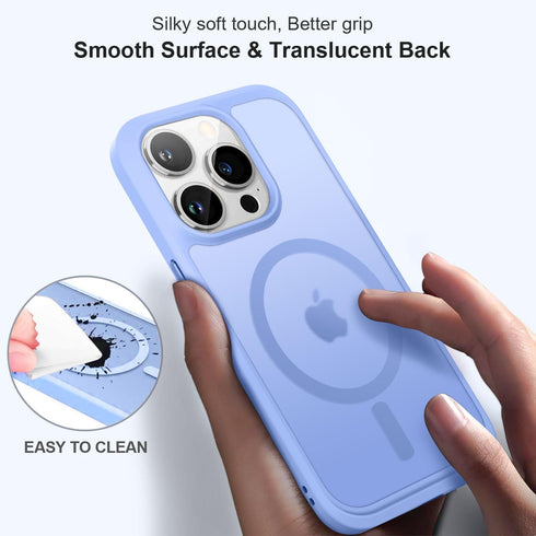 Vooii iPhone 13 Pro Case - Translucent Matte Magnetic Cover, Shockproof, Compatible with MagSafe, 6.1", Blue.