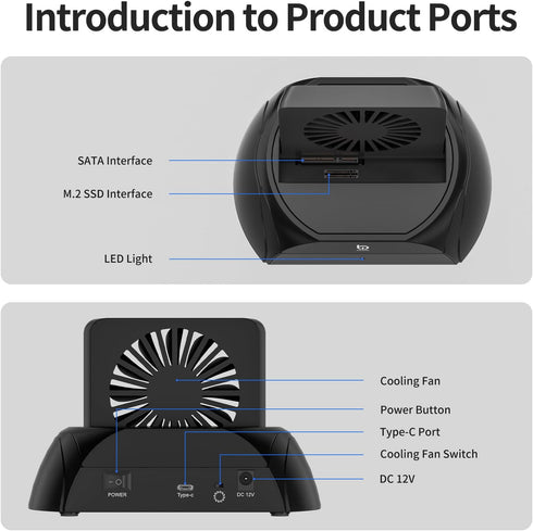 xiaobi M.2 2.5" 3.5" Hard Drive Docking Station, Pcie NVMe Adapter with Cooling Fan Superior Cooling Efficiency