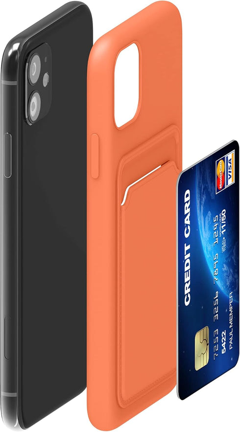 kwmobile Apple iPhone 11 Case - TPU Phone Cover with Credit Card Holder - Orange