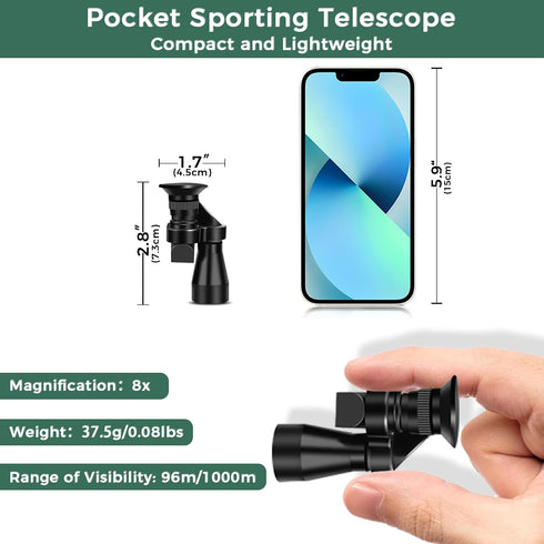 LIUQIJIA 8x20 Portable Monocular Telescope Mini Pocket Zoom Monocular Telescope Compact High Powered Adults Waterproof