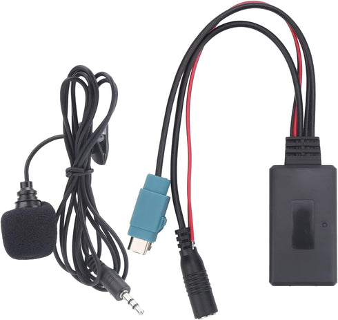 Qiilu Bluetooth Adapter for Alpine CDA 9884, Car Radio Aux Cable with Microphone Handsfree Adapter for KCE-236B