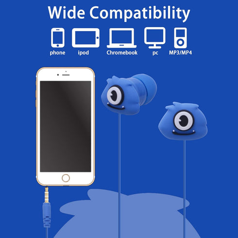 Kids Earbuds with Storage Case, Wired 3.5mm In-Ear Headphones with Mic for School Girls and Boys, Lovely Gifts