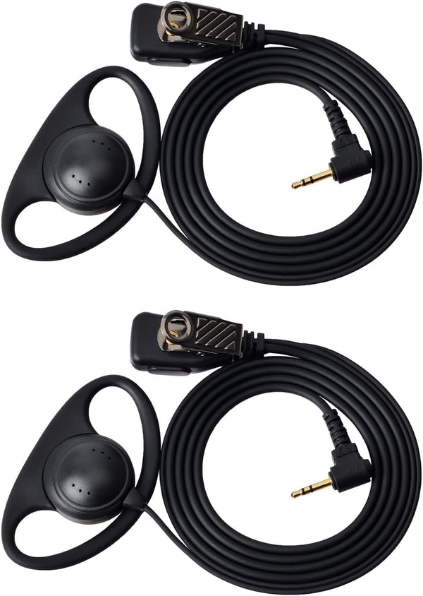 1 Pin 2.5mm D Shape Walkie Talkie Earpiece Headsets with PTT Mic for Motorola Radios Talkabout Series, 2 Packs