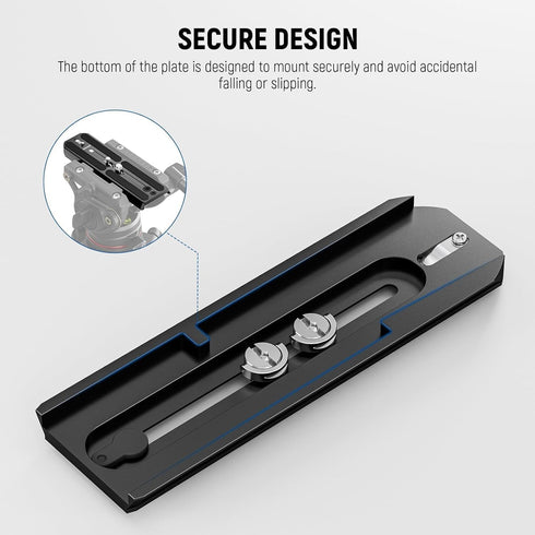 NEEWER 501PL Tripod Quick Release Plate, Compatible with MVH500AH MVH502AH, 6.3"/16cm Extended Mounting Plate