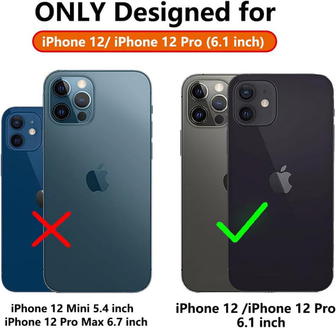 Military Grade 16ft Drop Tested Case for iPhone 12, with Screen Protectors and Camera Cover, Magnetic Kickstand