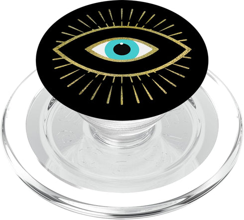 Yellow Evil Eye Black PopSockets MagSafe PopGrip for iPhone