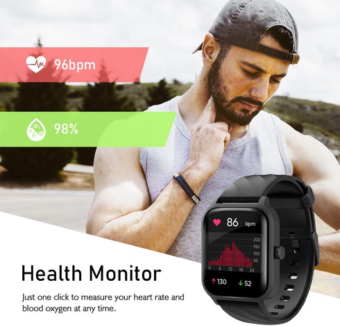 Smart Watches for Men Women, 1.83" Screen with Call/Message Reminder, Heart Rate Monitor, 100+ Sport Modes