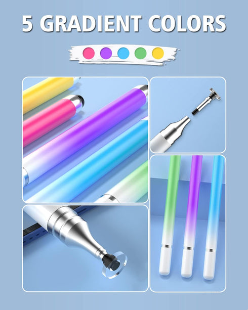 Stylus Pens for Touch Screens, Universal 2 in 1 Stylus Pen for iPad Compatible with iPhone, iPad, Android, Microsoft
