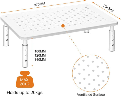 Riser,3 370X235MM 2 Packs,White Bracwiser Monitor Stand Level Height Adjustable Desktop monitor stand for Computer