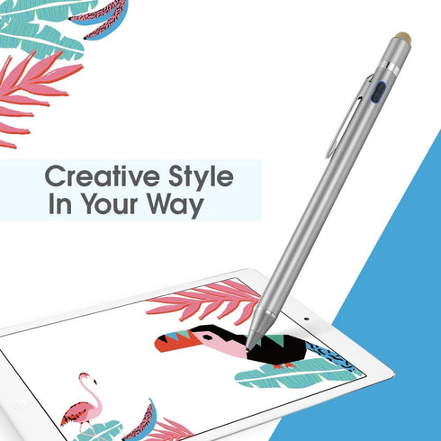 2-in-1 Active Stylus Digital Pen with 1.5mm Ultra Fine Tip for iPad, iPhone, Samsung Tablets, Good for Drawing and